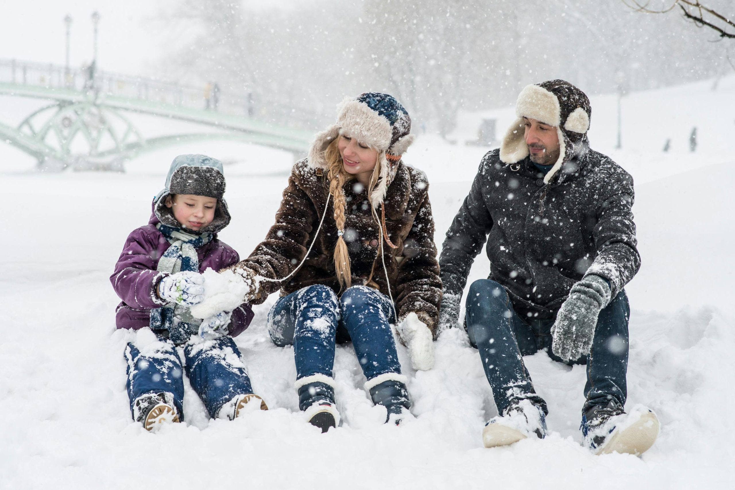 family in the snow